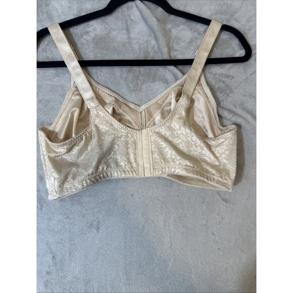 Bali Bra Size 42DD Beige Floral Jacquard Wire Free Soft Cup Full Coverage - Picture 5 of 6